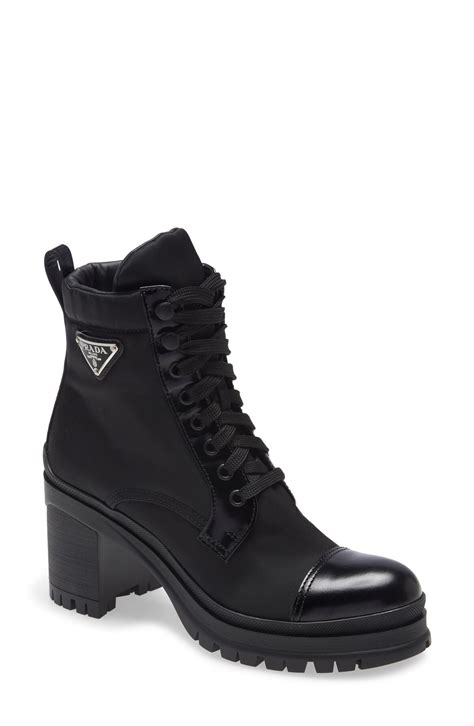 prada boots strap|Prada block heel combat boots.